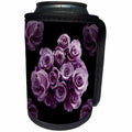 3dRose JaclinArt Garden Nature Florals Flowers Roses Bouquet Wedding - Pastel lilac purple rose bouquet on black background - Can Cooler Bottle Wrap (cc_27566)