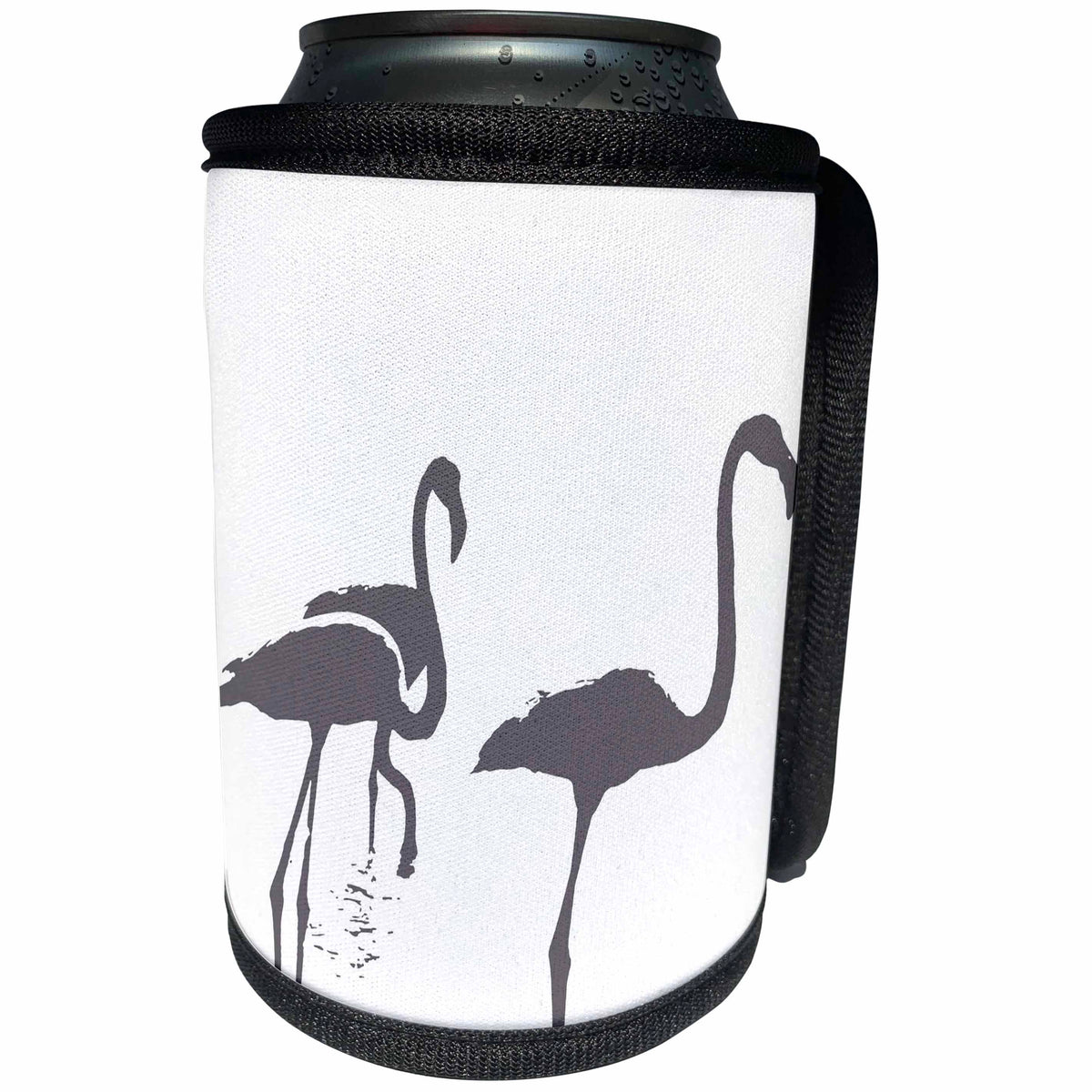 3dRose Taiche - Vector - Flamingos - Three Flamingos Watercolor Silhouette In Grey - Can Cooler Bottle Wrap (cc_275660)