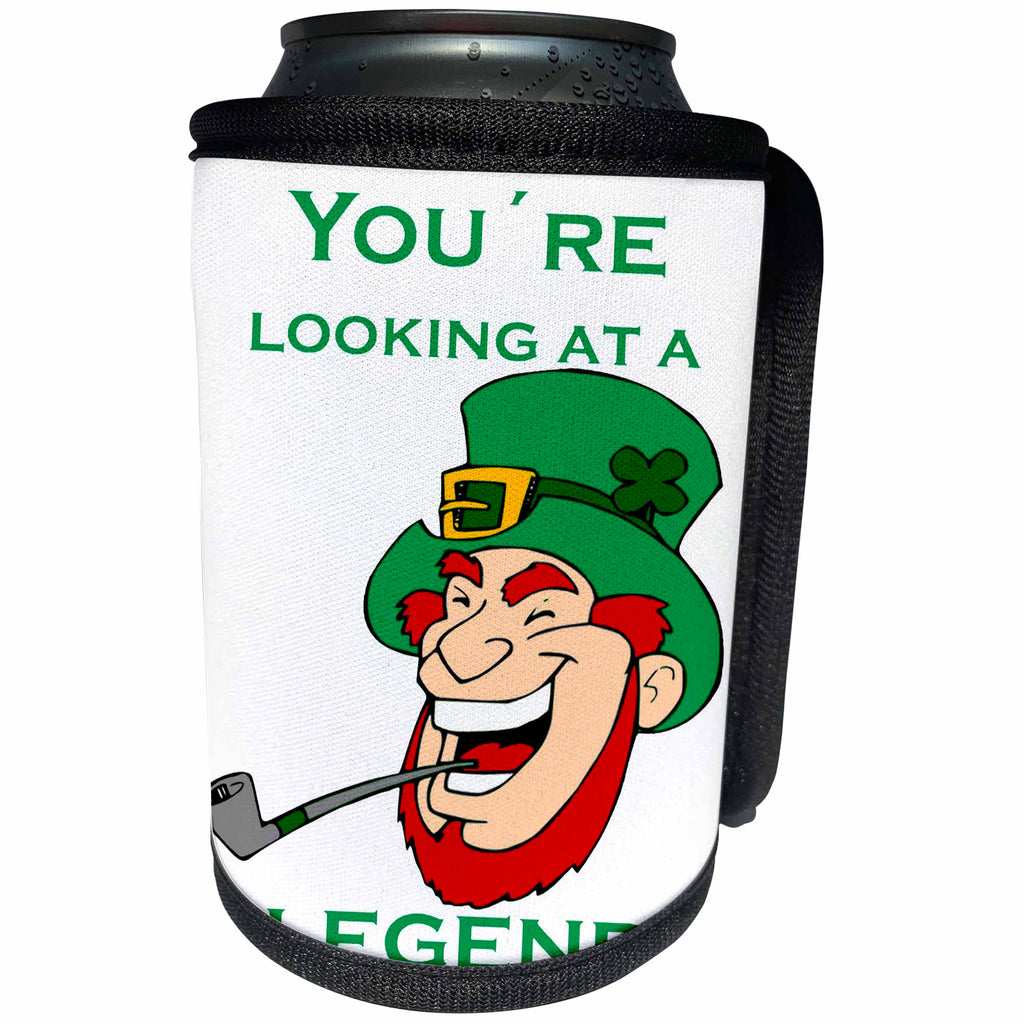 3dRose Taiche - Vector - Leprechaun - Youre Looking At A Legend St Patricks Day - Can Cooler Bottle Wrap (cc_275677)