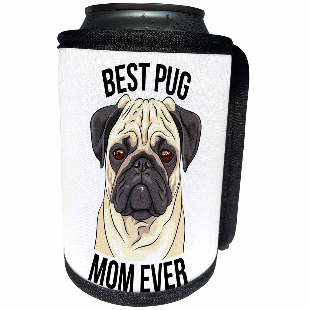 3dRose Carsten Reisinger - Illustrations - Best Pug Mom Ever - Can Cooler Bottle Wrap (cc_275691)