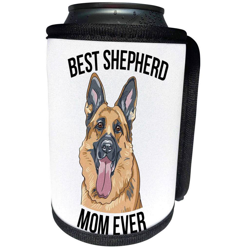 3dRose Carsten Reisinger - Illustrations - Best German Shepherd Mom Ever - Can Cooler Bottle Wrap (cc_275693)
