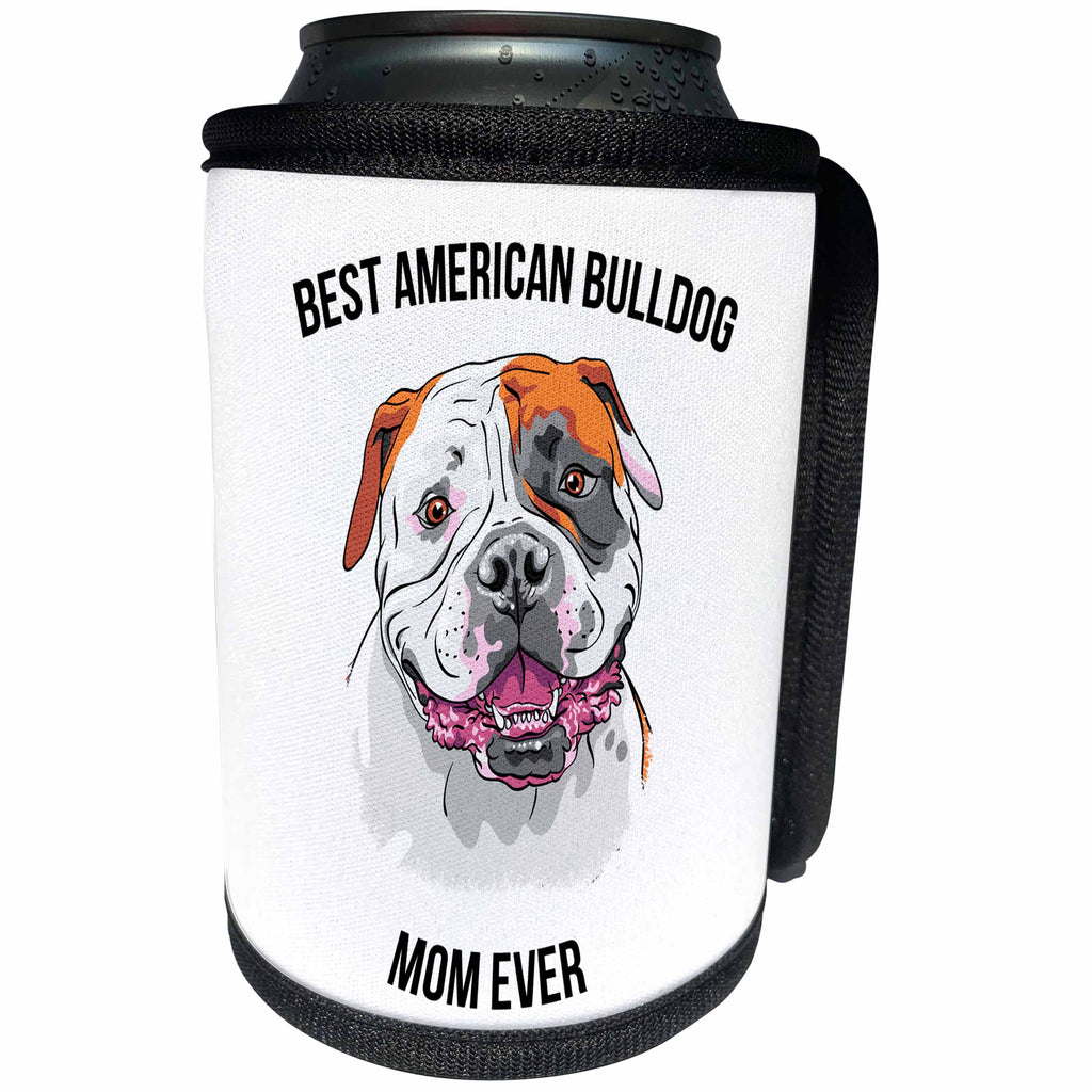 3dRose Carsten Reisinger - Illustrations - Best American Bulldog Mom Ever - Can Cooler Bottle Wrap (cc_275698)