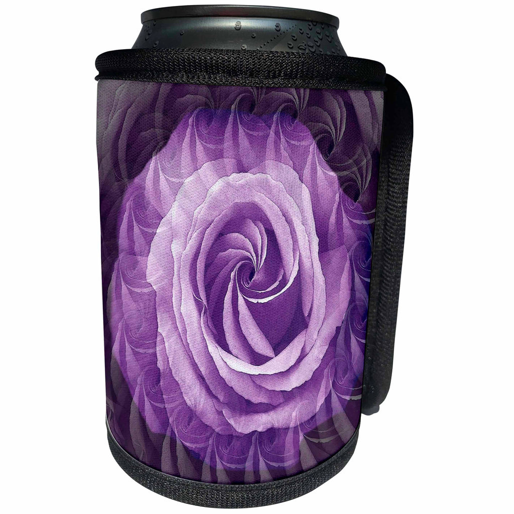 3dRose JaclinArt Garden Nature Florals Flowers Roses Wreath Fantasy Dreams Wedding - Pastel Purple Rose and Rose Petal Dreams - Can Cooler Bottle Wrap (cc_27570)