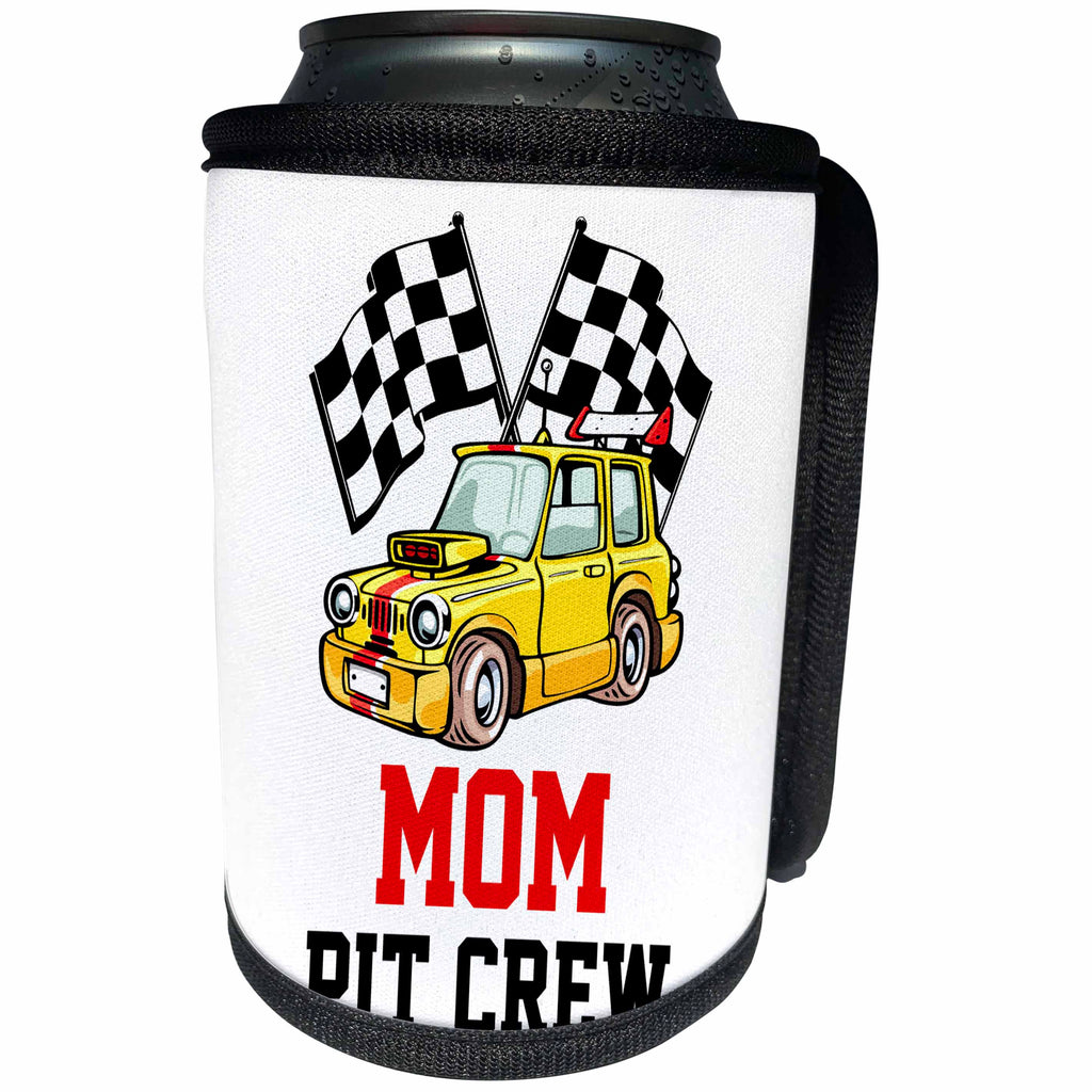 3dRose Carsten Reisinger - Illustrations - Pit Crew Mom Funny Car Race Theme Birthday Party Host - Can Cooler Bottle Wrap (cc_275701)