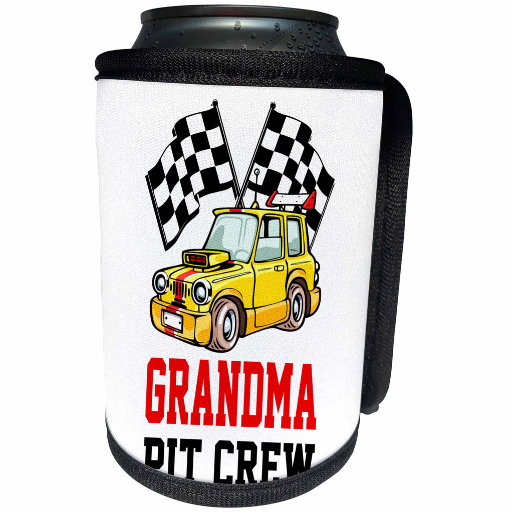 3dRose Carsten Reisinger - Illustrations - Pit Crew Grandma Funny Car Race Theme Birthday Party Host - Can Cooler Bottle Wrap (cc_275706)