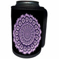3dRose JaclinArt Garden Nature Florals Flowers Daisy Wreath Mandala Wedding - Lavender Purple Daisy Mandala Wreath on Black Background - Can Cooler Bottle Wrap (cc_27571)