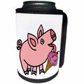 3dRose All Smiles Art Animals - Funny Cool Pink Pig eating ice Cream Cone Cartoon - Can Cooler Bottle Wrap (cc_275712)