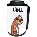 3dRose All Smiles Art Animals - Funny Cool Sloth Cartoon says Chill - Can Cooler Bottle Wrap (cc_275716)