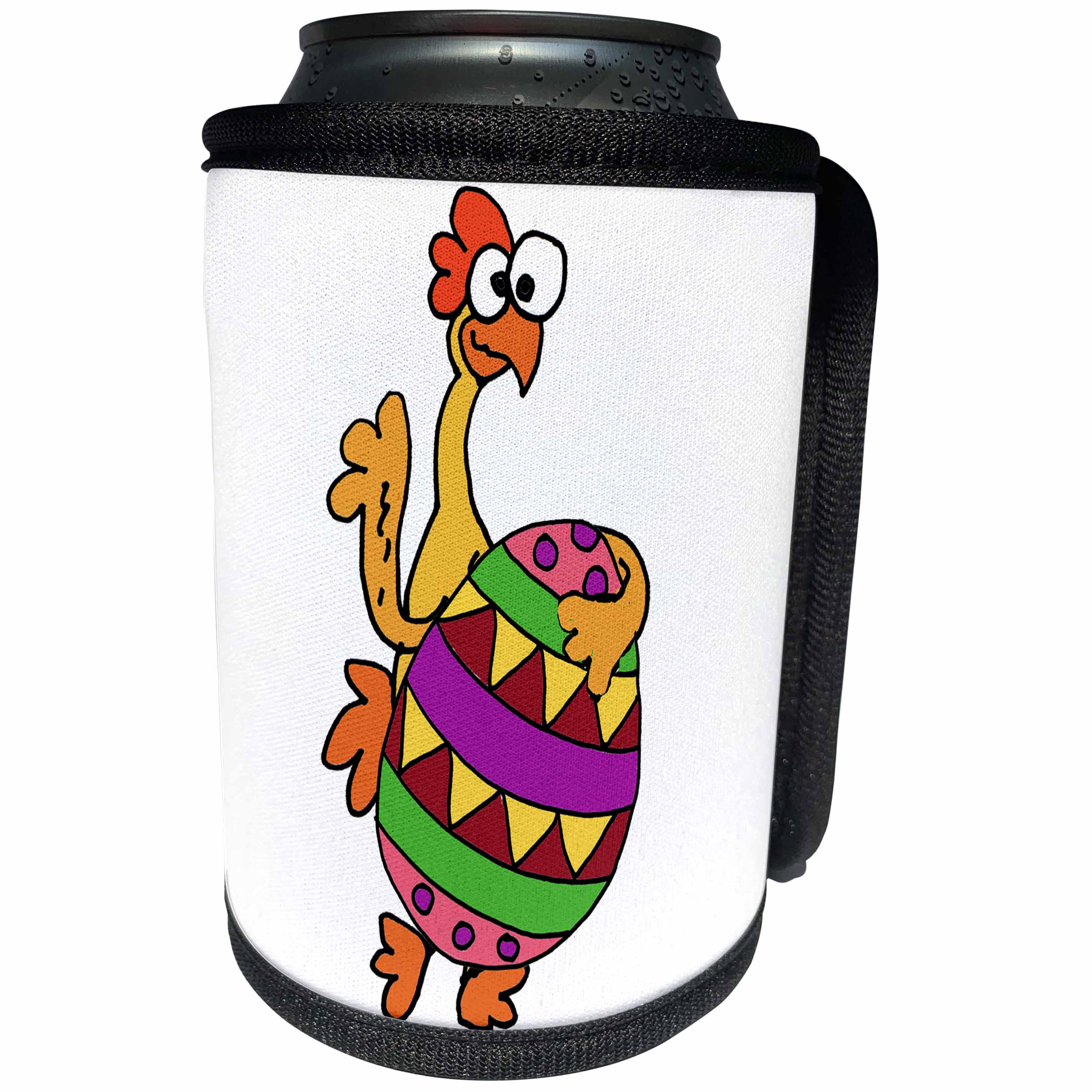 3dRose All Smiles Art Easter - Cute Funny Rubber Chicken with Easter egg Cartoon - Can Cooler Bottle Wrap (cc_275722)