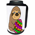 3dRose All Smiles Art Easter - Cute Funny Sloth holding Colorful Easter Egg Cartoon - Can Cooler Bottle Wrap (cc_275724)