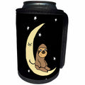 3dRose All Smiles Art Animals - Funny Funky Sloth sitting on Moon with Stars - Can Cooler Bottle Wrap (cc_275728)