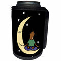 3dRose All Smiles Art Animals - Funny Silly Sea Otter sitting on Moon Yoga cartoon - Can Cooler Bottle Wrap (cc_275730)