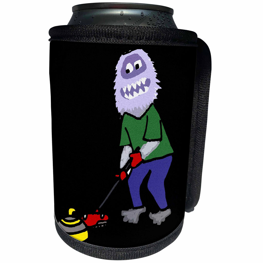 3dRose All Smiles Art Sports and Hobbies - Funny Cool Abominable Snowman Curling Sports Cartoon - Can Cooler Bottle Wrap (cc_275777)