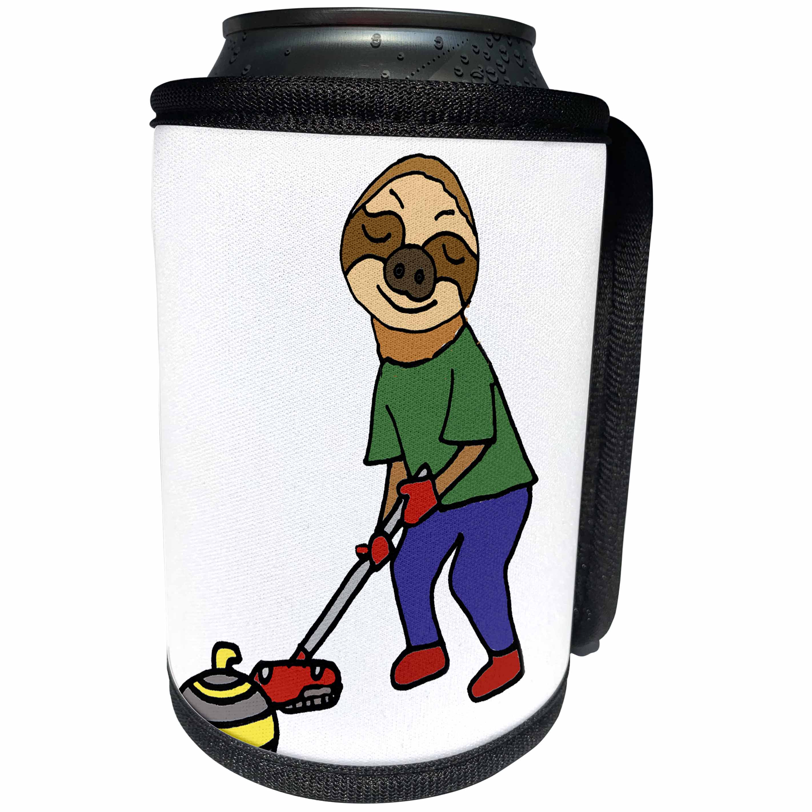 3dRose All Smiles Art Sports and Hobbies - Funny Cute Sloth Curling Sports cartoon - Can Cooler Bottle Wrap (cc_275778)