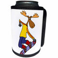 3dRose All Smiles Art Sports and Hobbies - Funny Cute Moose Snowboarding Cartoon - Can Cooler Bottle Wrap (cc_275779)