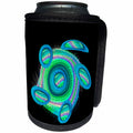 3dRose Jaclinart Turtle Animal Surreal Space Digital Psychedelic Funky - Fantasy blue sci fi turtle floating through space on black background - Can Cooler Bottle Wrap (cc_27578)
