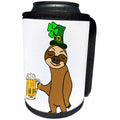 3dRose All Smiles Art Holidays - Funny Cool Sloth Drinking Beer St Patricks Day Cartoon - Can Cooler Bottle Wrap (cc_275784)