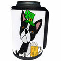 3dRose All Smiles Art Holidays - Funny Cool Boston Terrier Drinking Beer St Patricks Day Art - Can Cooler Bottle Wrap (cc_275786)
