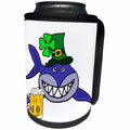 3dRose All Smiles Art Holidays - Funny Cute Shark Drinking Beer St Patricks Day Cartoon - Can Cooler Bottle Wrap (cc_275790)