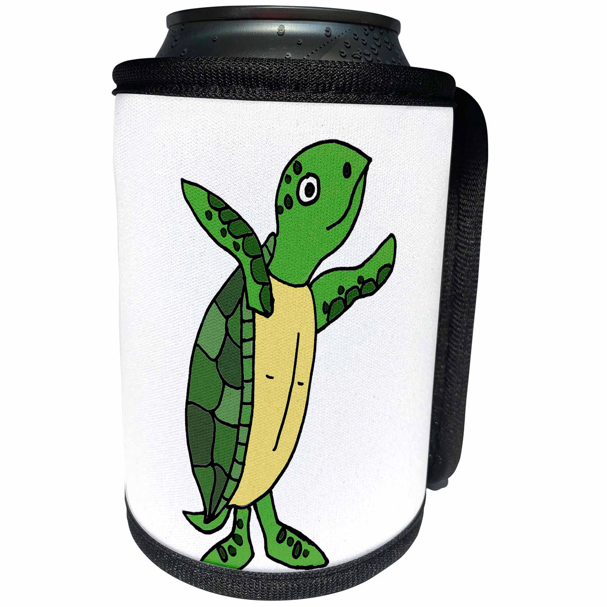 3dRose All Smiles Art Animals - Funny Cute Sea Turtle Original Art Cartoon - Can Cooler Bottle Wrap (cc_275797)