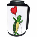 3dRose All Smiles Art Love - Funny Cool Sea Turtle with Heart Love Balloon Cartoon - Can Cooler Bottle Wrap (cc_275798)