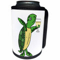 3dRose All Smiles Art Drinking - Funny Cute Sea Turtle Drinking White Wine Cartoon - Can Cooler Bottle Wrap (cc_275799)