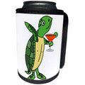 3dRose All Smiles Art Drinking - Funny Cool Sea Turtle Drinking Margarita Cartoon - Can Cooler Bottle Wrap (cc_275800)