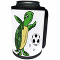 3dRose All Smiles Art Sports and Hobbies - Funny Cute Sea Turtle Playing Soccer Cartoon - Can Cooler Bottle Wrap (cc_275801)