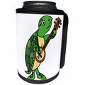 3dRose All Smiles Art Music - Funny Cool Sea Turtle Playing the Banjo Cartoon - Can Cooler Bottle Wrap (cc_275803)