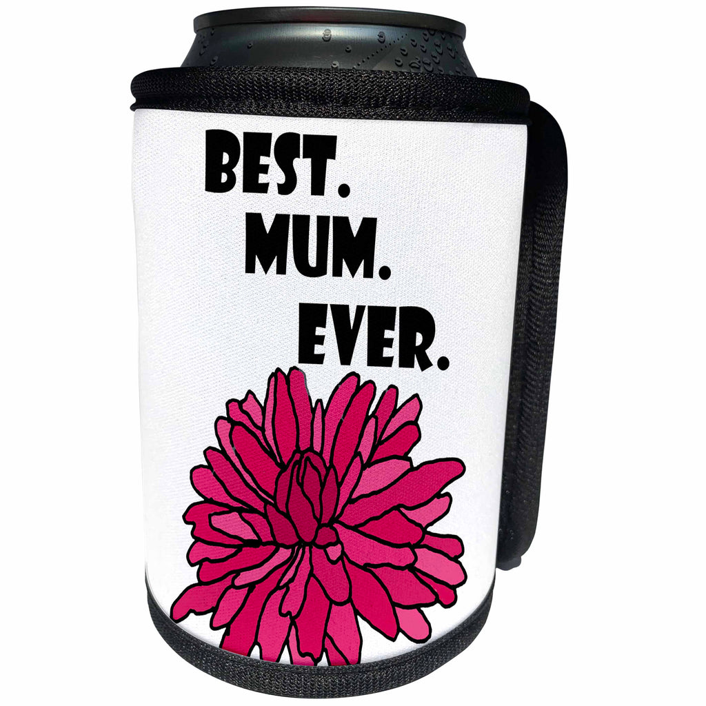 3dRose All Smiles Art Funny - Funny Cool Best Mom Ever Chrysanthemum Flower Pun - Can Cooler Bottle Wrap (cc_275809)