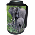 3dRose Sven Herkenrath Animal - A Large Elephant and its Cute Baby in the Forest Front View - Can Cooler Bottle Wrap (cc_275848)