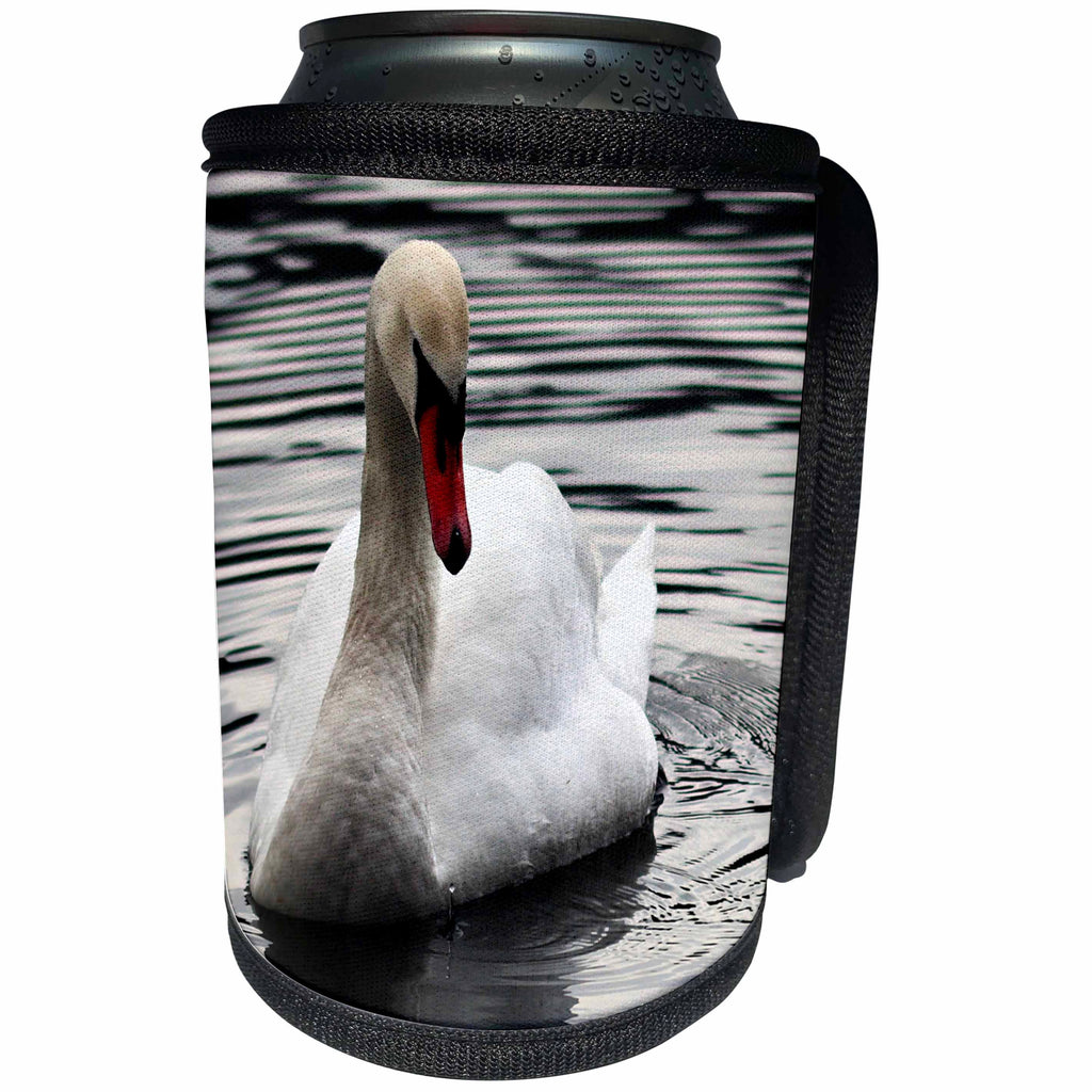 3dRose Sven Herkenrath Animal - A Photo of a Pretty and Elegant Swan in the Water - Can Cooler Bottle Wrap (cc_275849)
