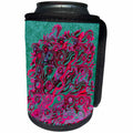 3dRose Can Cooler Wrap - Jaclinart Abstract Tree Roots in Pink, Magenta, Wine on Teal Damask