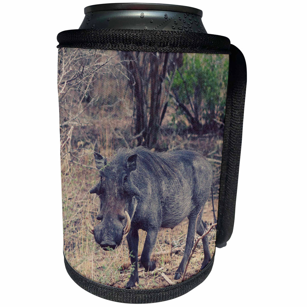 3dRose Sven Herkenrath Animal - A Photo of a Dark Warthog Soft Filter Wildlife Photography - Can Cooler Bottle Wrap (cc_275897)