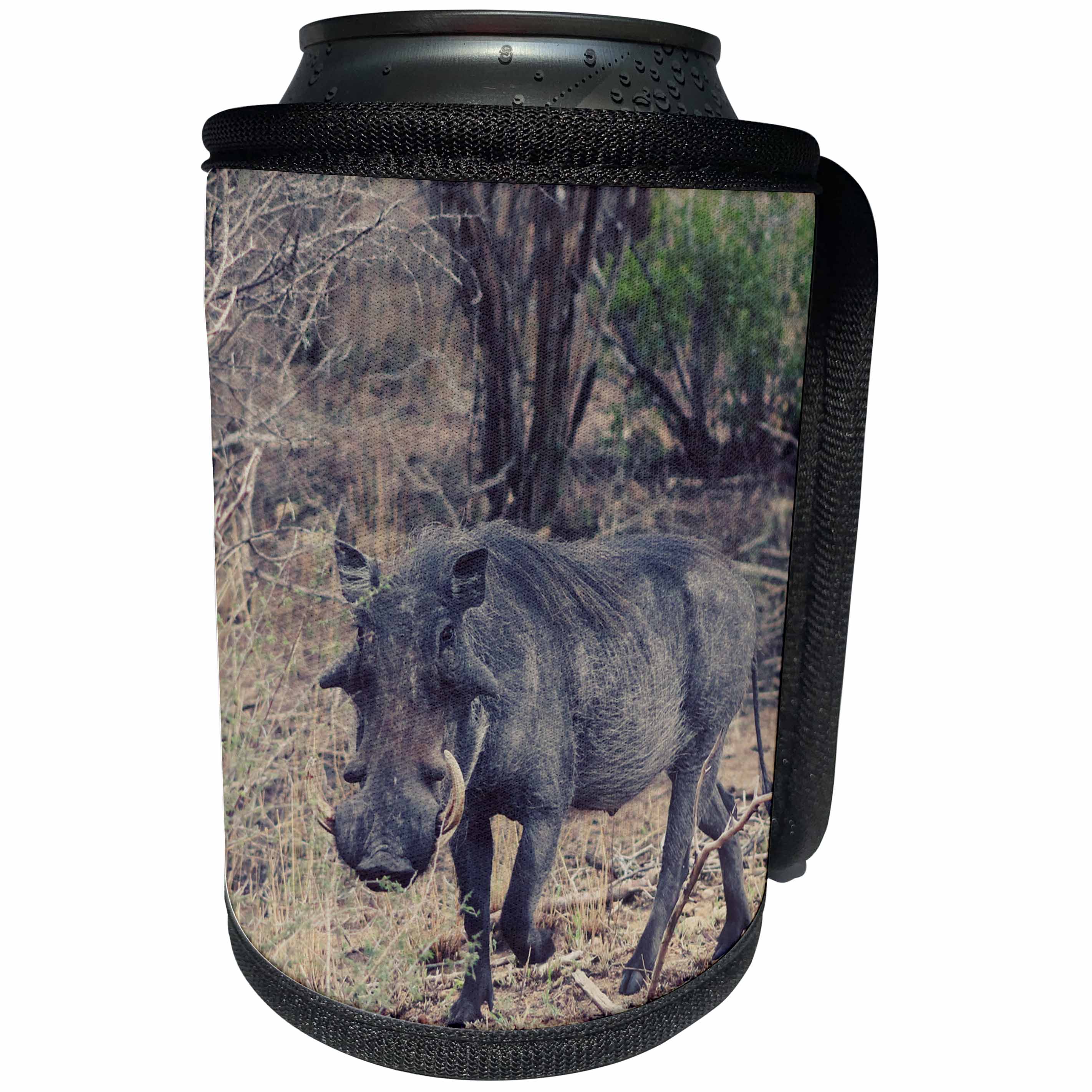 3dRose Sven Herkenrath Animal - A Photo of a Dark Warthog Soft Filter Wildlife Photography - Can Cooler Bottle Wrap (cc_275897)