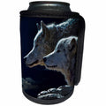 3dRose Sven Herkenrath Animal - Two White Wolfs Sitting on a Rock with a Black Background - Can Cooler Bottle Wrap (cc_275910)