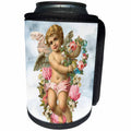 3dRose Sven Herkenrath Animal - A Blond Cherub Angel Holding Flowers with Clouds in the Background - Can Cooler Bottle Wrap (cc_275918)