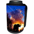 3dRose Sven Herkenrath Animal - The Silhouette of a Lonely Elephant at Sunrise With a Cloud in Background - Can Cooler Bottle Wrap (cc_275925)