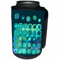 3dRose Jaclinart Abstract Circles Sun Planet Space Psychedelic Retro - Abstract sci fi suns and planets in mint green on dark teal green background - Can Cooler Bottle Wrap (cc_27593)
