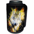 3dRose Sven Herkenrath Animal - Drawing of a Wolfs Head Coming out of a Black Background Sparkling - Can Cooler Bottle Wrap (cc_275934)