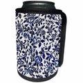 3dRose Sven Herkenrath Art - Trendy Blue Floral Pattern on a White Background - Can Cooler Bottle Wrap (cc_275939)
