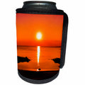 3dRose Sven Herkenrath Nature - Romantic Sunset at the Beach Black and Orange Colors - Can Cooler Bottle Wrap (cc_275942)