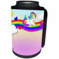 3dRose Sven Herkenrath Fantasy - Cute White Unicorn Sitting on a Rainbow Funny Illustration - Can Cooler Bottle Wrap (cc_275943)