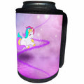 3dRose Sven Herkenrath Fantasy - Cute Rainbow Unicorn on a Purple Background Funny Illustration - Can Cooler Bottle Wrap (cc_275944)