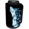 3dRose Sven Herkenrath Animal - Trendy Illustration of a White Wolf Howling on a Black Background - Can Cooler Bottle Wrap (cc_275946)