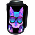 3dRose Sven Herkenrath Animal - Neon Colored Disco Cat with Sun Glasses and Headphones - Can Cooler Bottle Wrap (cc_275949)