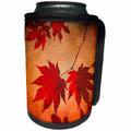 3dRose Sven Herkenrath Nature - Beautiful Red Autumn Leaves on a Brown Background with Faint Writing - Can Cooler Bottle Wrap (cc_275957)