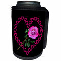3dRose Sven Herkenrath Celebration - Cute Pink Rose inside a Heart Made of Hearts on Black Background - Can Cooler Bottle Wrap (cc_275958)