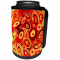 3dRose Jaclinart Abstract Circles Cells Heart Psychedelic Surreal Retro - Abstract orange gold yellow surreal flowing sci fi cells hearts - Can Cooler Bottle Wrap (cc_27596)