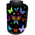 3dRose Alexis Design - Butterfly - Colorful butterflies of different shapes against the black background - Can Cooler Bottle Wrap (cc_275975)